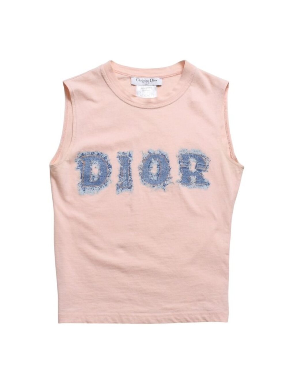 Dior Denim Logo Sleeveless Tank Top Galliano Era 36